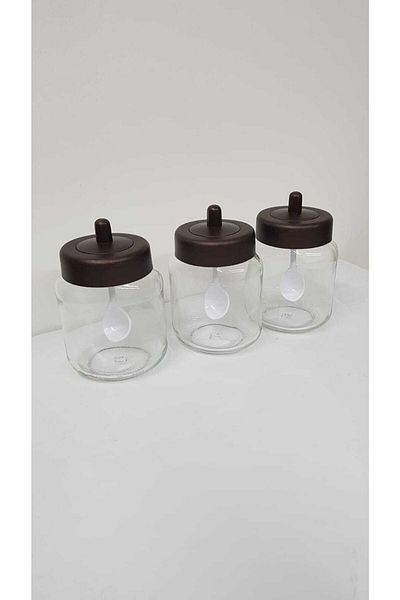 abenim 8 Pieces Spice Holder Set with Matte Lid and Spoon - 330 ml - Glass Jar