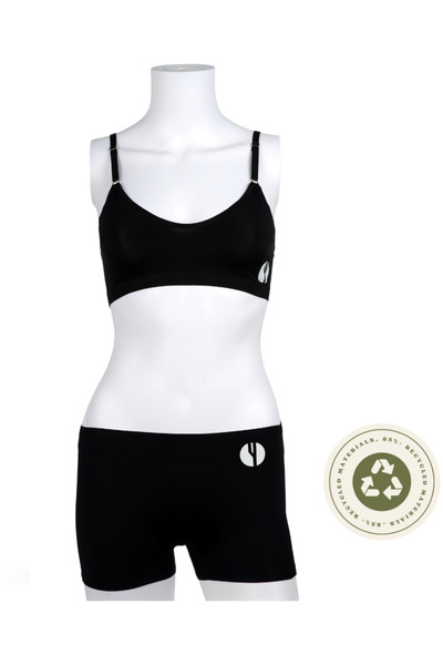 YesEco Women's Black Innerwear Set | Recycled Fabric Seamless Bra & Boxer | S...