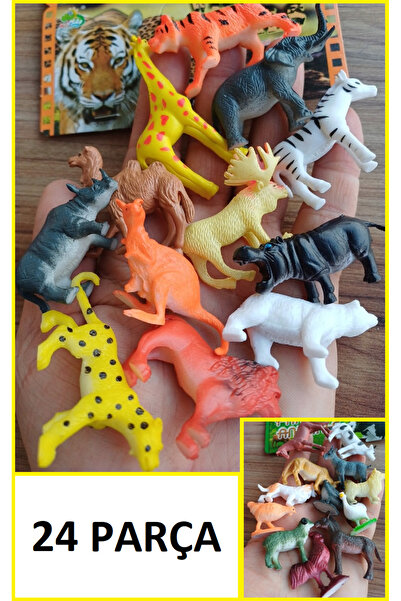 OYUNCAKSAHİLİ Hayvan Seti 24lü Vahşi Çiftlik Hayvanları 2 Paket Oyuncak Geyik...