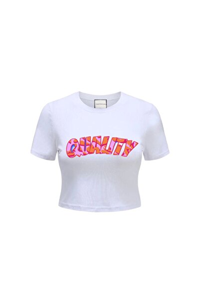 The One Shine Quality Beyaz Crop T-shirt