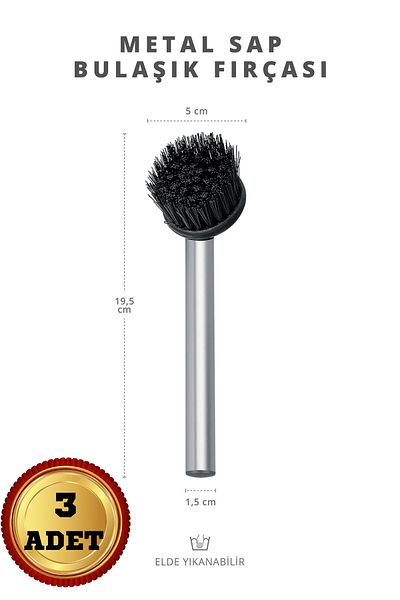 Impress 3-Piece Small Size Metal Handle Sink Set - Practical Dish Brush (3 Pieces)