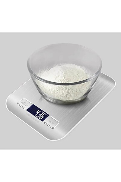 Leony Dijital İnox Paslanmaz Çelik Mutfak Terazisi 5 Kg Kapasiteli 1 gr Hassa...