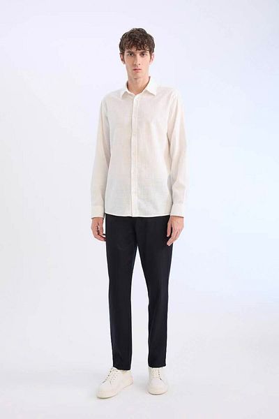DeFacto Ανδρικό πουκάμισο με μακρυμάνικο γιακά Polo Regular Fit D7394ax/er77