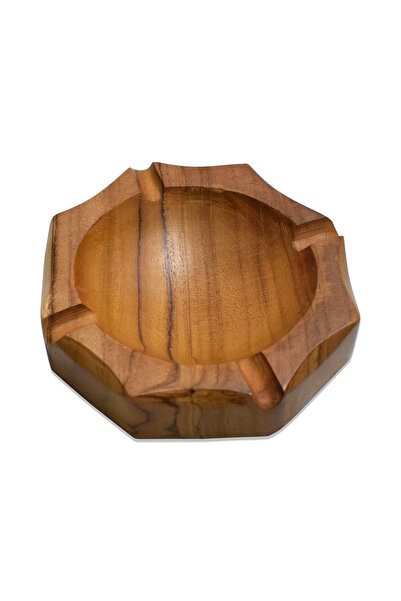 Hedicaret Lüks Ahşap Küllük Sekizgen Tik Ağacı Teak Kül Tablası