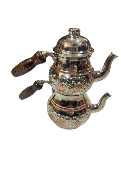 seymenbıçakçılık Ottoman Embroidered Trabzon Copper Teapot Hand Forged Large Size