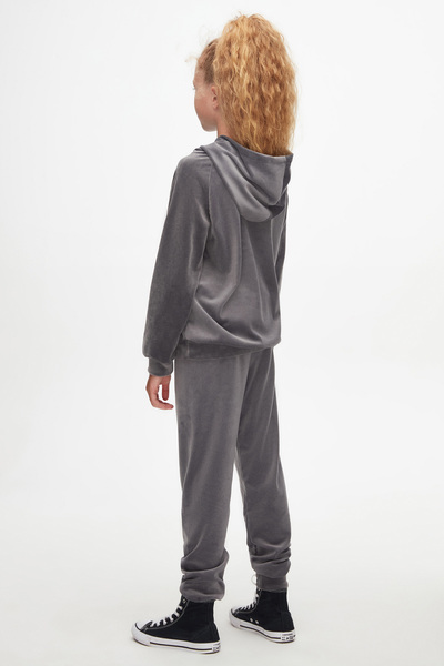 LOVETTI Gray 3 Girls' Velvet Bottom Top Suit