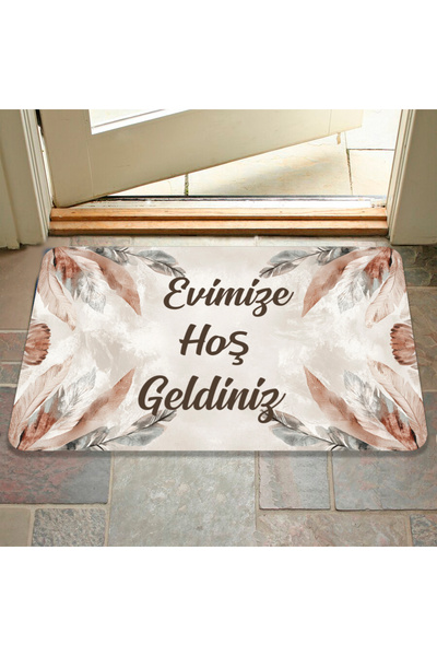 M&H Quality Digital Printed - Welcome Writing Pattern Decorative Mat, Washable Door and Indoor Mat
