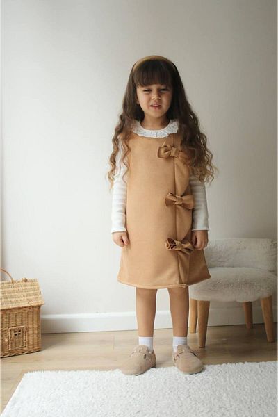 Ribbon kids Suede Girls Dress Set