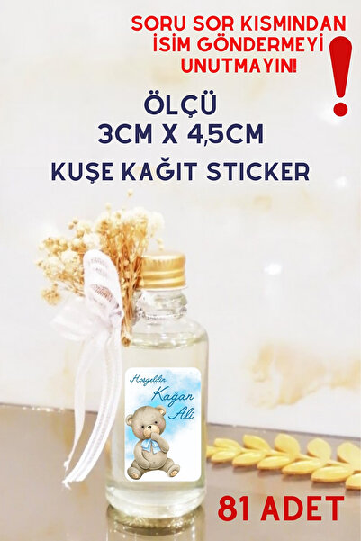 Netsan Etiket Erkek Bebek 81 Adet Kolonya Etiketi - 3x4,5cm Kuşe Sticker Kağı...