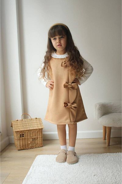 Ribbon kids Suede Girls Dress Set