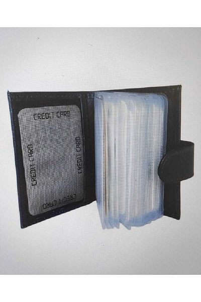 firdevsi hobi genuine leather vertical snap housing 20 transparent card holder wallet