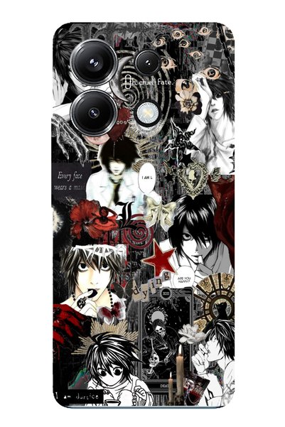 TechTree جراب من السيليكون الشفاف بتصميم ملصقة Death Note متوافق مع POCO X6 PRO