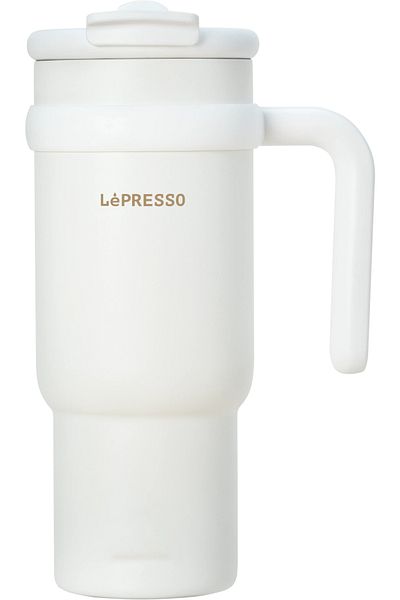 Lepresso Coffee Mug With Stainless Straw 900Ml - White