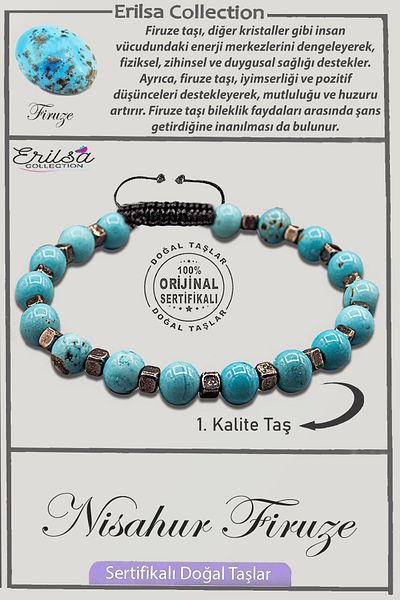 Erilsa Aaa+ Quality Real Terahertz Nishabur Turquoise Stone Bracelet - Iran