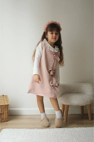 Ribbon kids Suede Girls Dress Set