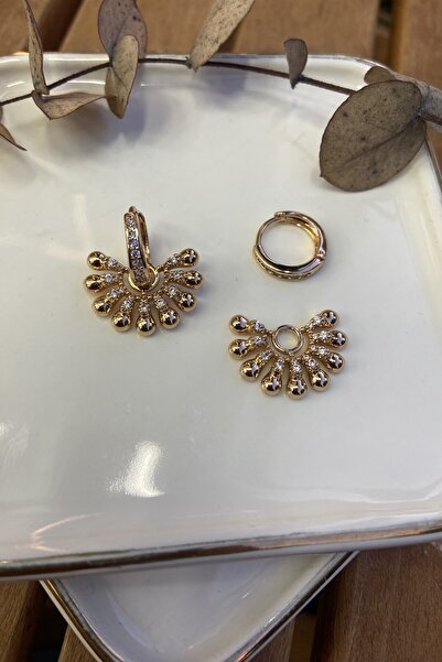 AURA ATELIER Çelik Çıkabilen Yarım Yelpaze Küpe