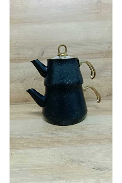 Erişim Bakırhanem Sebe Home Black Color Family Size Granite Teapot Set