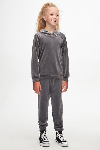 LOVETTI Gray 3 Girls' Velvet Bottom Top Suit