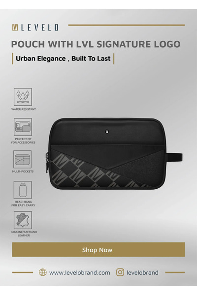 Levelo حقيبة بوشي مع شعار Lvl Signature - أسود