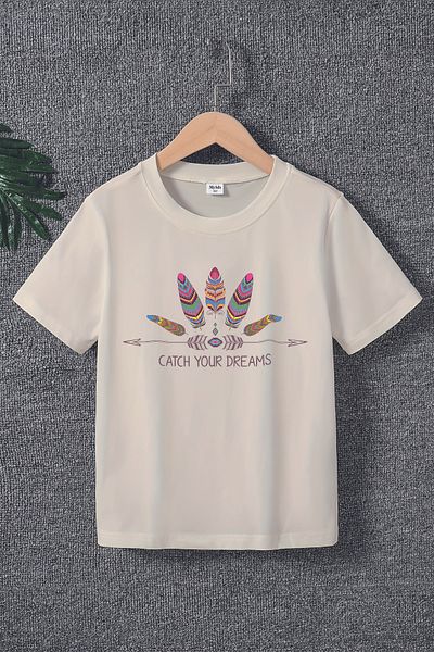MYADA Tricou pentru fete cu imprimeu premium Catch Your Dreams 22426