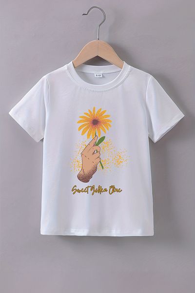 MYADA Tricou pentru copii premium cu imprimeu floarea soarelui 22718