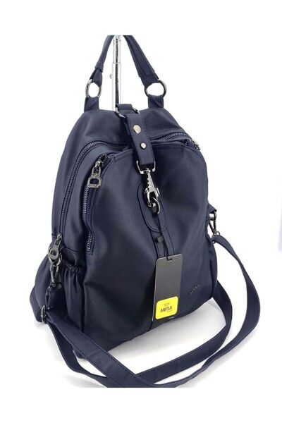 çantamgelsin حقيبة ظهر وحقيبة كتف نسائية باللون الأزرق الداكن TYCET071370 MEG...