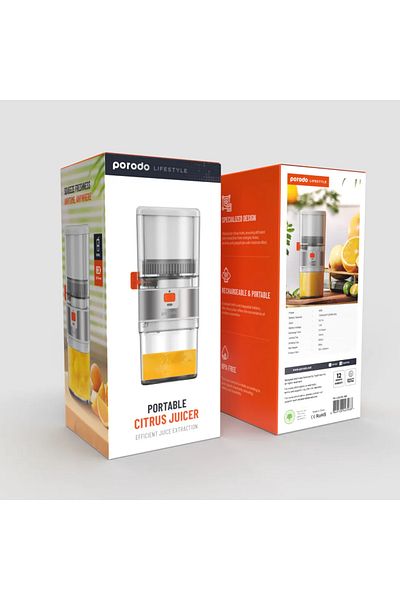 porodo Lifestyle Portable Slow Juicer 55W - White / Orange