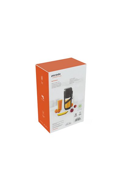 porodo Lifestyle Vacuum Fresh Portable Juicer & Smoothie Blender 380Ml 1500Mah - Black