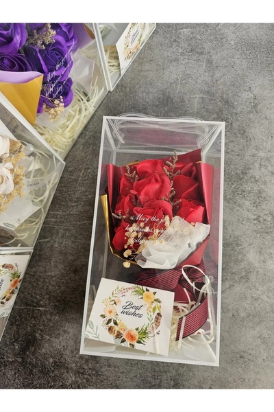 YASİMA Valentine's Day Gold Red Rose 9-headed Cipso Arrangement Valentine's Day Rose Gift Bouquet with Special Box