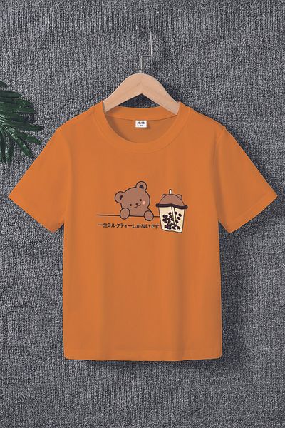 MYADA Tricou pentru copii Hello cu imprimeu ursuleț - 22005