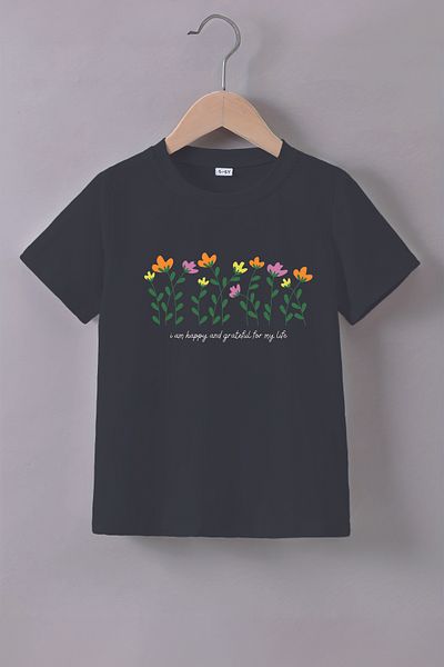 MYADA Tricou pentru copii cu imprimeu Happy Flowers premium 22673