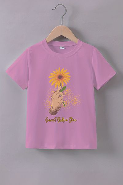 MYADA Tricou pentru copii premium cu imprimeu floarea soarelui 22718