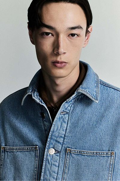 H&M Regular Fit Teddy-lined Denim Overshirt