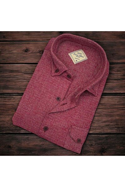EREN STYLE Pamuk paketa crvene muške košulje dugih rukava ( Slim fit uzorka)
