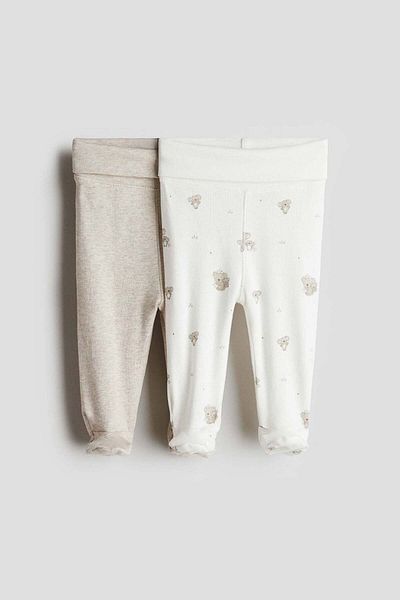 H&M 2-pack full-feet cotton leggings