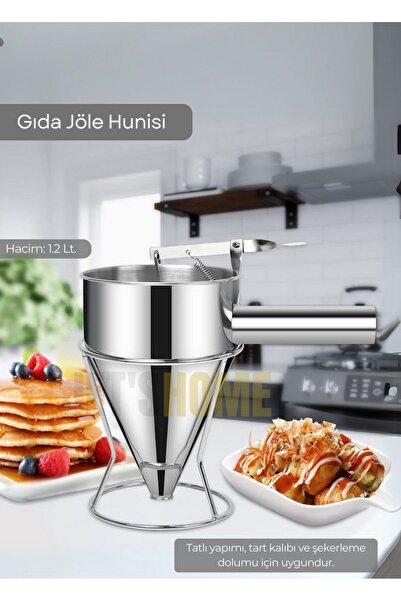 Jet's Home Gıda Jöle Hunisi Paslanmaz Hamur Dağıtıcı Standlı  Krep ve Tatlı P...