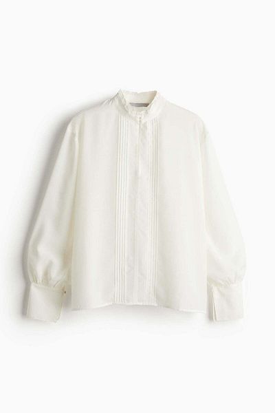 H&M Sheer Pintuck Blouse