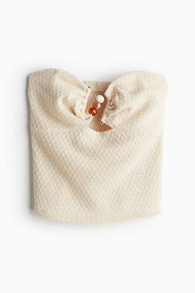 H&M Bead-detail textured-knit tube top