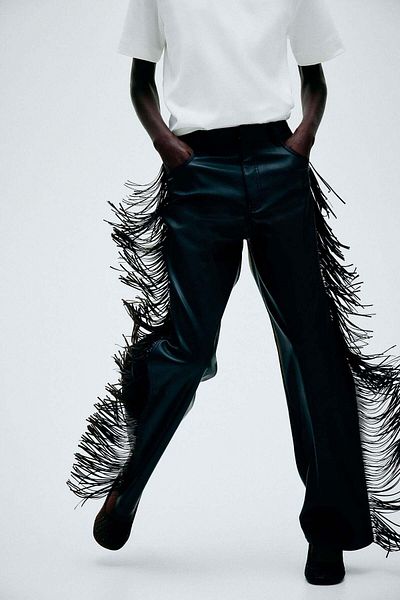 H&M Fringed coated trousers