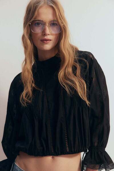 H&M Lace-inset cotton blouse