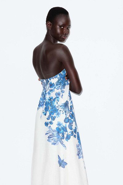 H&M Linen-blend bandeau dress