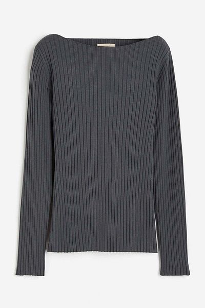 H&M Silk-blend Rib-knit Top