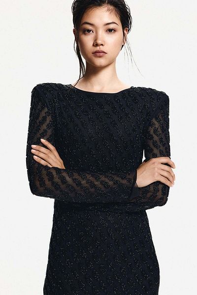 H&M Bead-embellished mesh dress