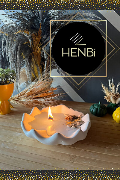 HENBi Dekorasyon İstiridye Mumluk Obje Biblo Modeli İskandinav Ürünleri Hediy...