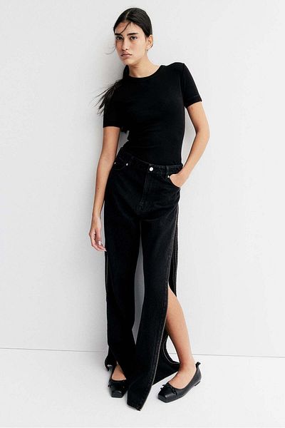 H&M Zip-detail denim trousers