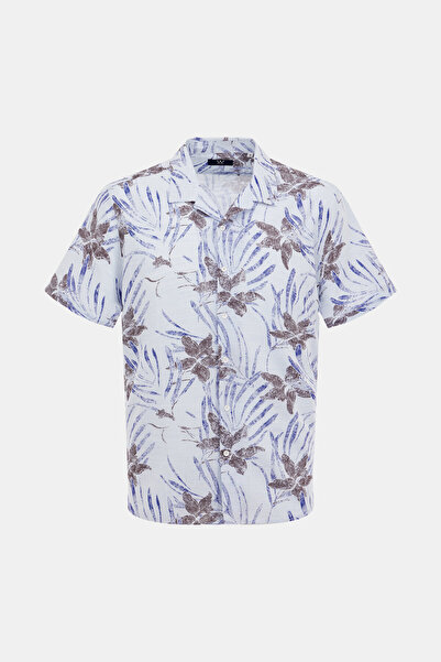 W Collection Mavi Casual Kısa Kol Gömlek