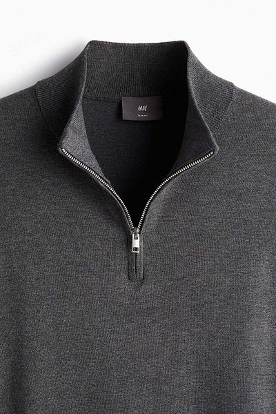 H&M Slim Fit Zip-top fine-knit jumper