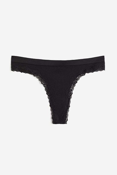 H&M 2-pack Seamless Lace-trimmed thong briefs