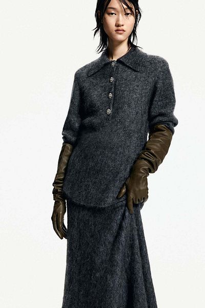 H&M Mohair-blend knitted skirt