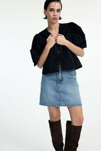 H&M Puff-sleeved cotton blouse